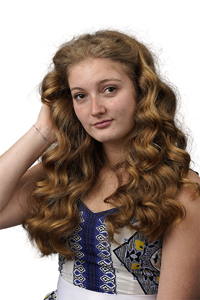 A senior casual portrait, shown as shot on the gray screen and again with a new background. Before: as shot.